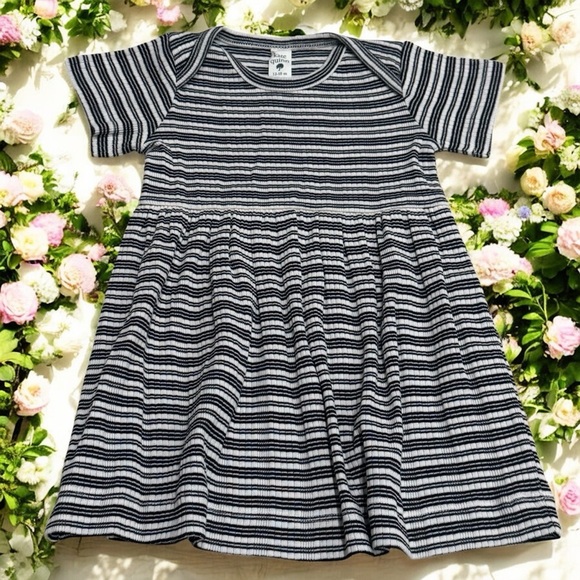 Kate Quinn 100% Cotton Black and White Stripe Textured Dress Summer Size 12-18mo - Picture 1 of 7